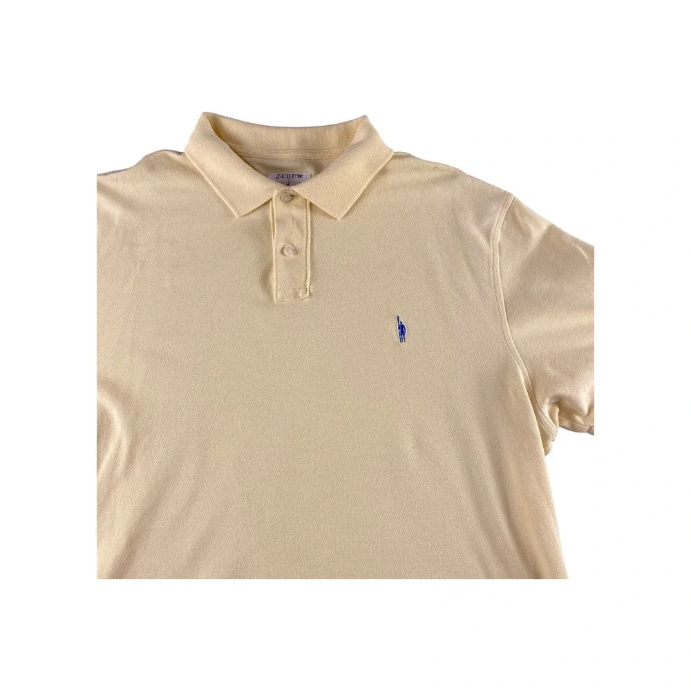 J Crew Polo Shirt Mens‎ XLarge Light Yellow Short Sleeve Embroidered Polo
